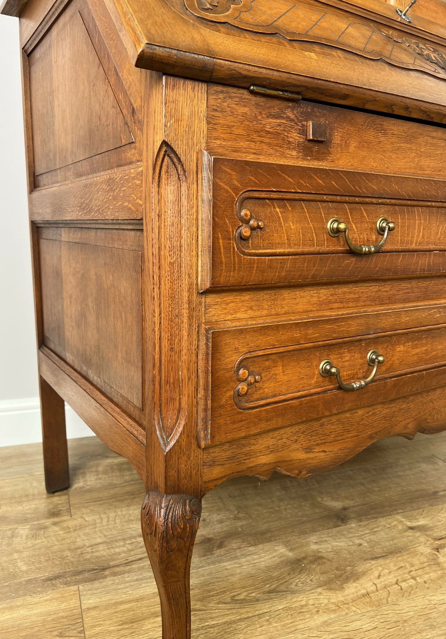 Cabinet Vintage French Louis XVI Oak Bureau Bookcase Display Cabinet LOT 6343