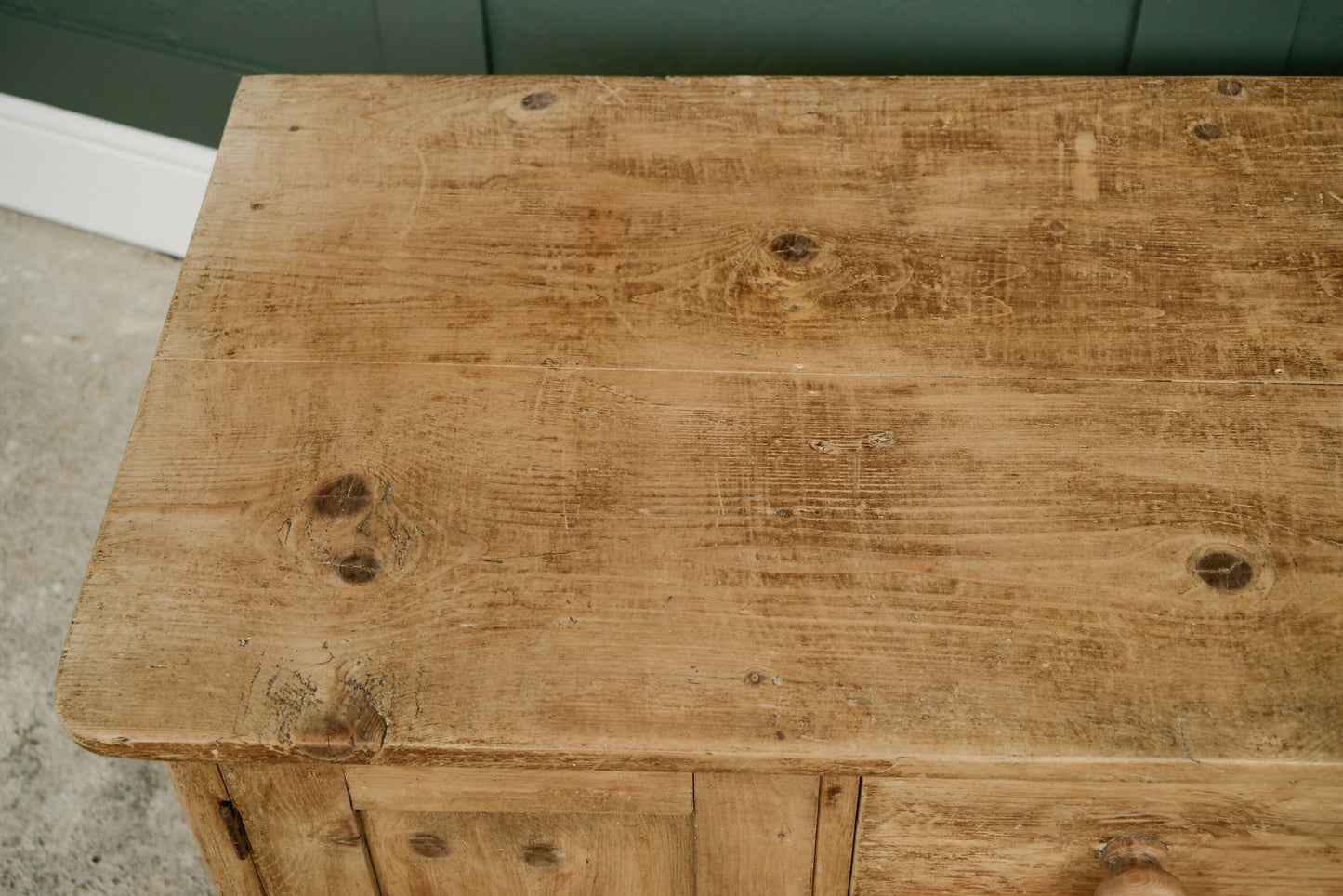 Victorian Pine Rustic Kitchen Sideboard with Cupboard & Drawers