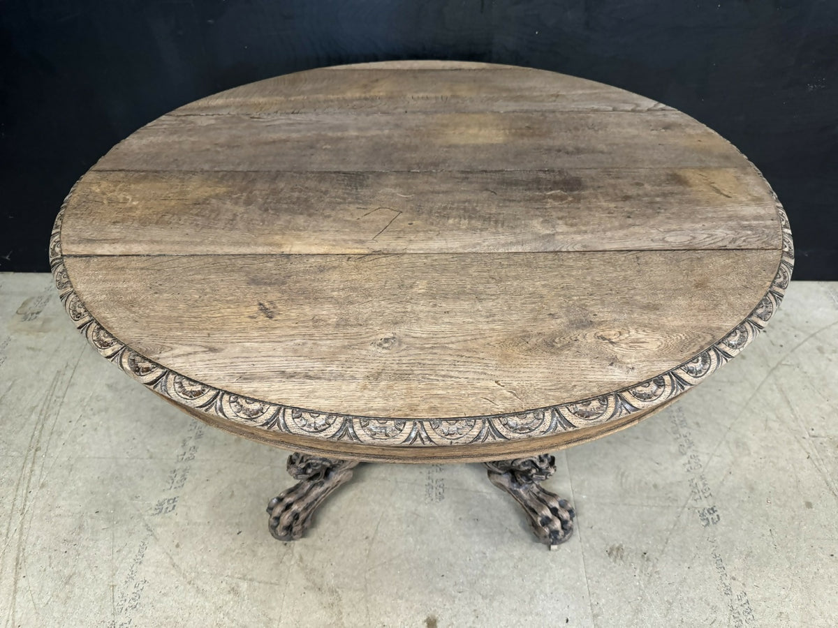 French Carved Oak Hunting Table