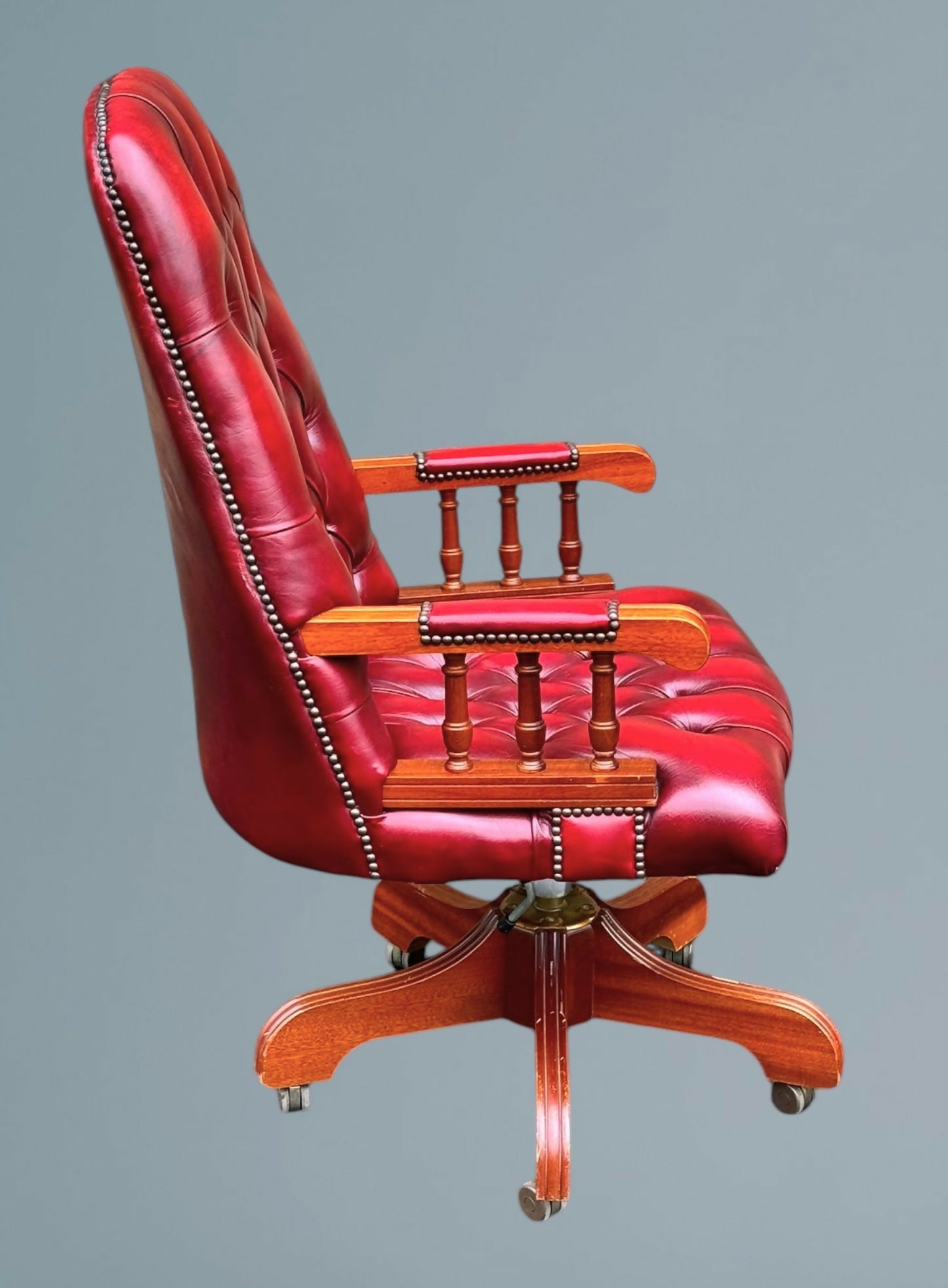 Red Leather Chesterfield Office Chair - Directors Chair