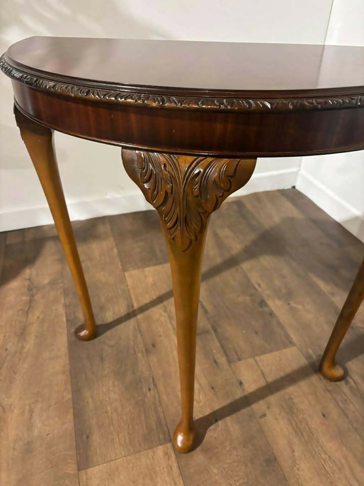 Reproduction Mahogany Demi Lune Hall Table