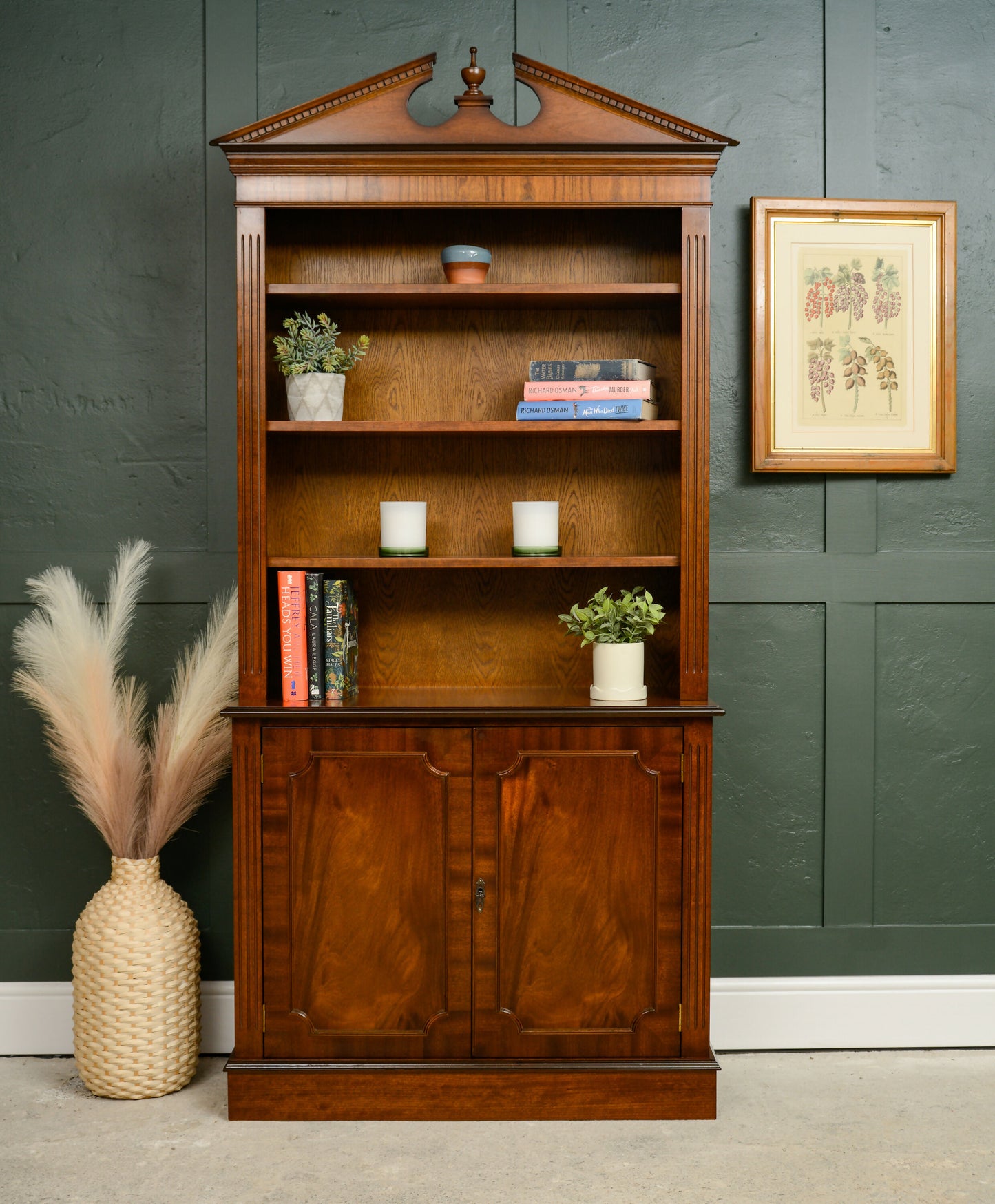 Georgian Style Open Fronted Bookcase Display Cabinet - Mahogany