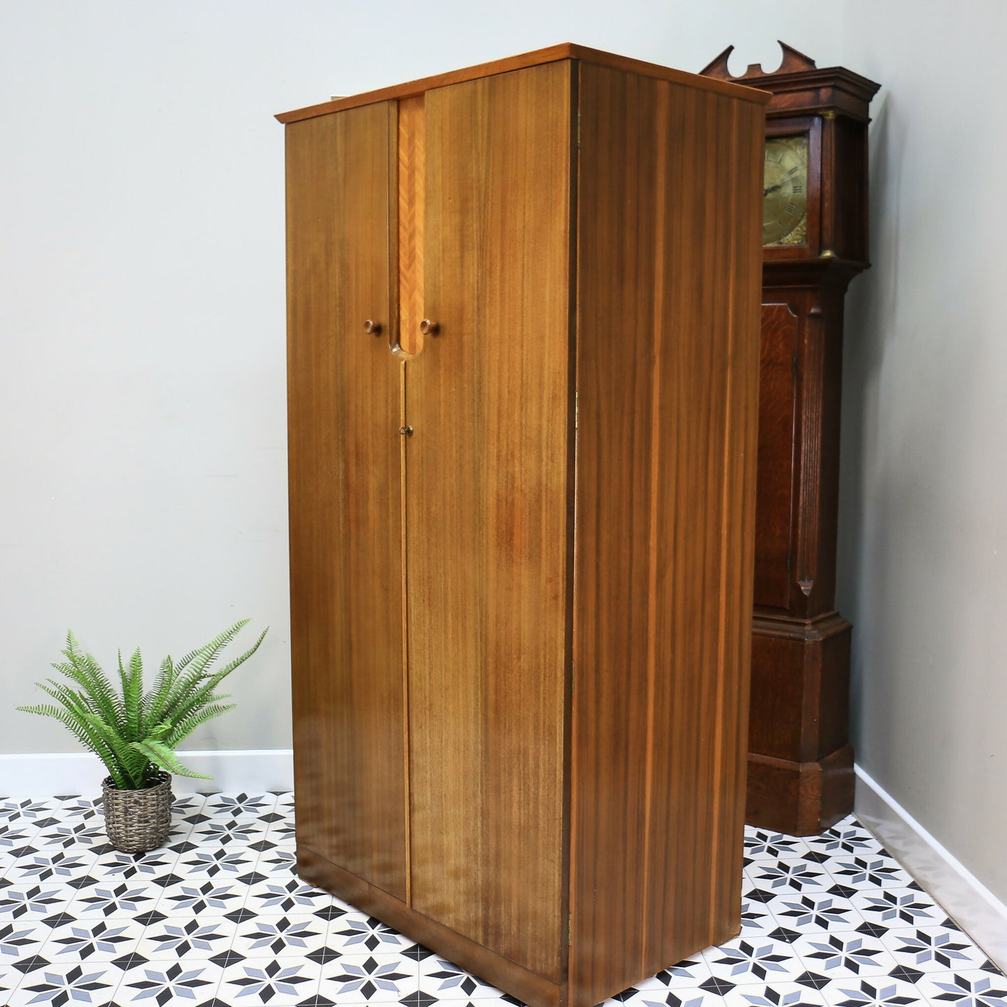 Uniflex Gents Double Fitted Wardrobe in Walnut Retro Mid Century