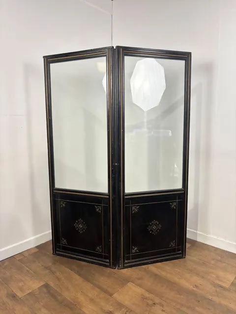 Large Edwardian Ebonised Bifold Screen / Room Divider