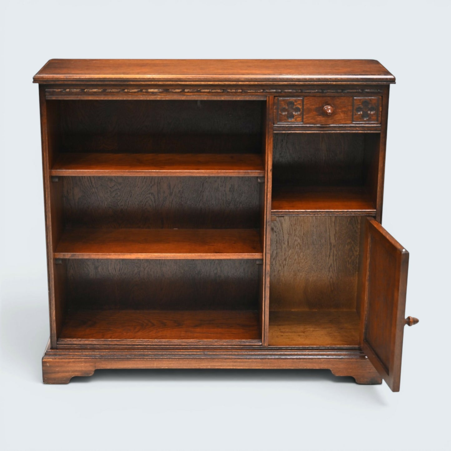 Old Charm Narrow Bookcase Cupboard Drawer Tudor Brown Finish FREE UK Delivery*