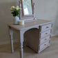 Vintage Dressing Table with Mirror Hand Painted Vanity Desk in a Blush Taupe