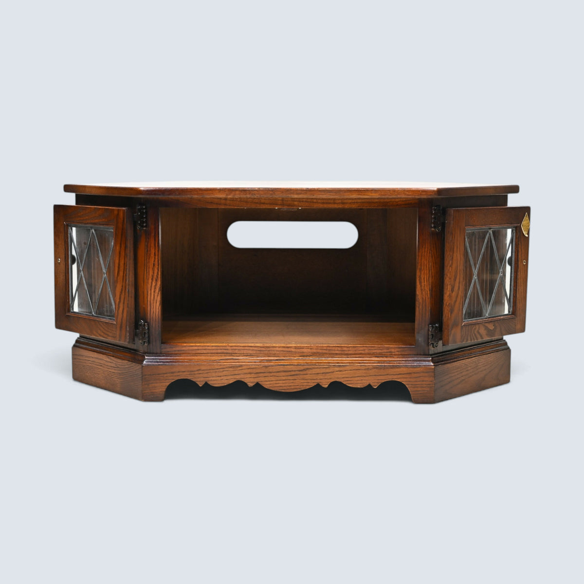 Old Charm Corner TV Stand / Video Cabinet Tudor Brown Finish FREE UK Delivery*
