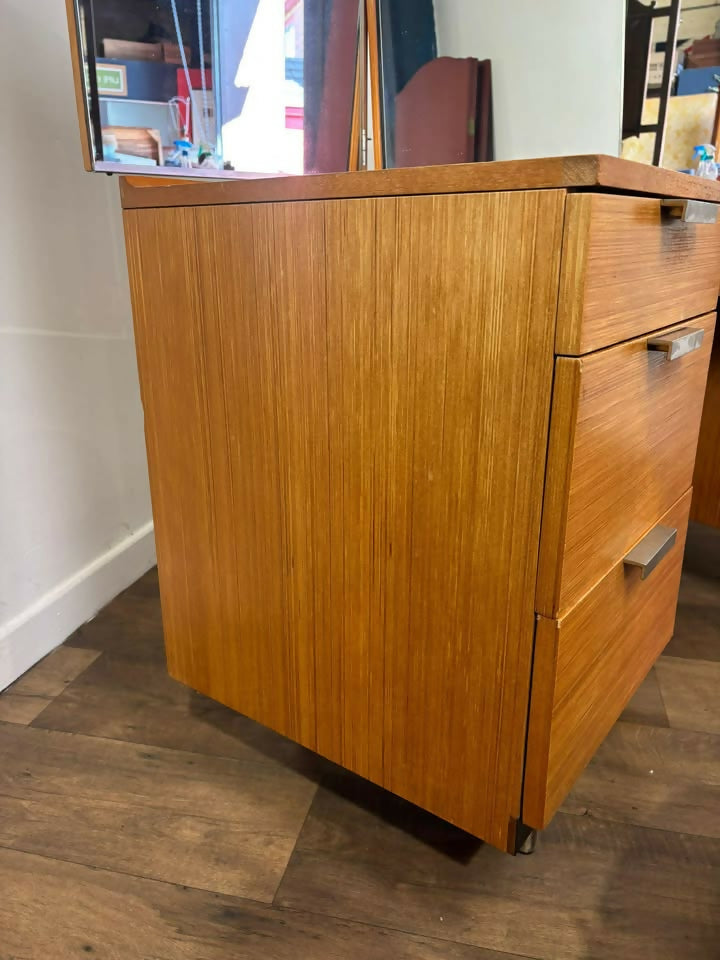 Mid Century Teak Stag Curved Triple Dressing Table