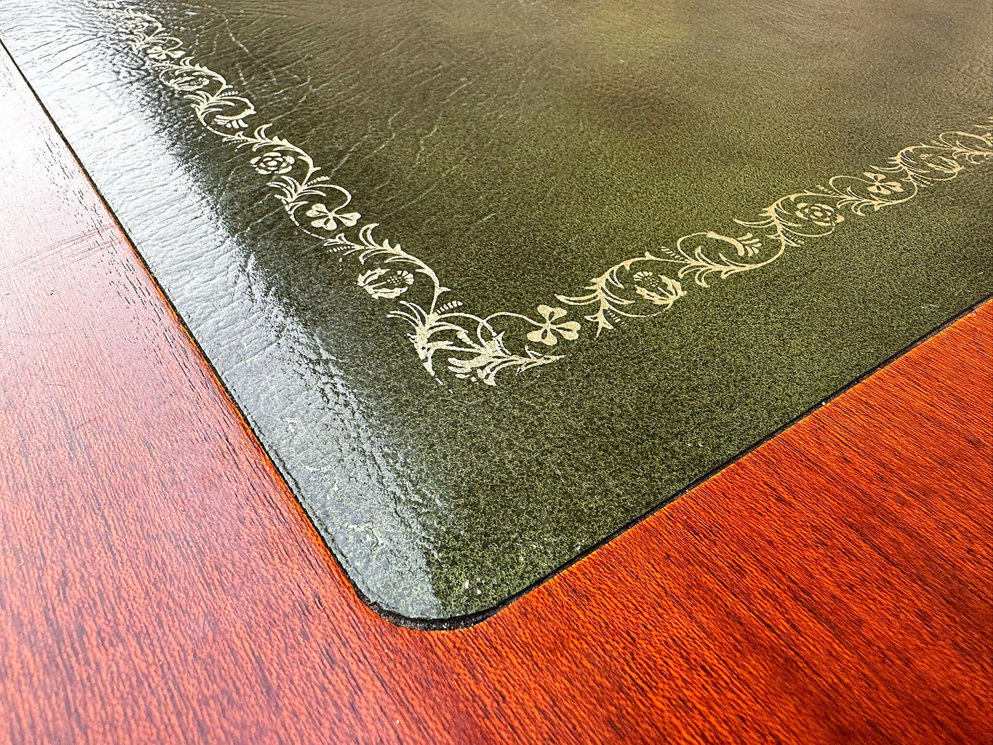 Mahogany Pedestal Writing Desk With Leather Top