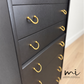 Refurbished Matte Black G Plan E Gomme tallboy chest of drawers, dresser, bedroom furniture, sideboard, brass, mid century modern, Vintage