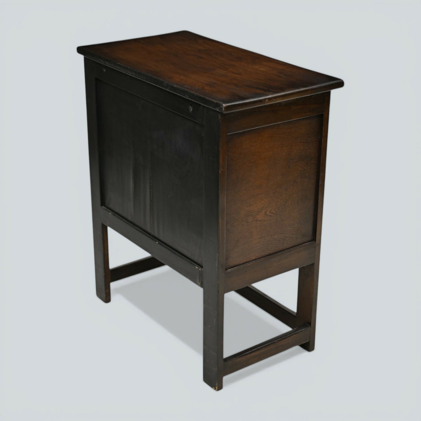 Vintage Oak Pedestal Cupboard Carved Narrow Drawer Double Doors FREE UK Delivery