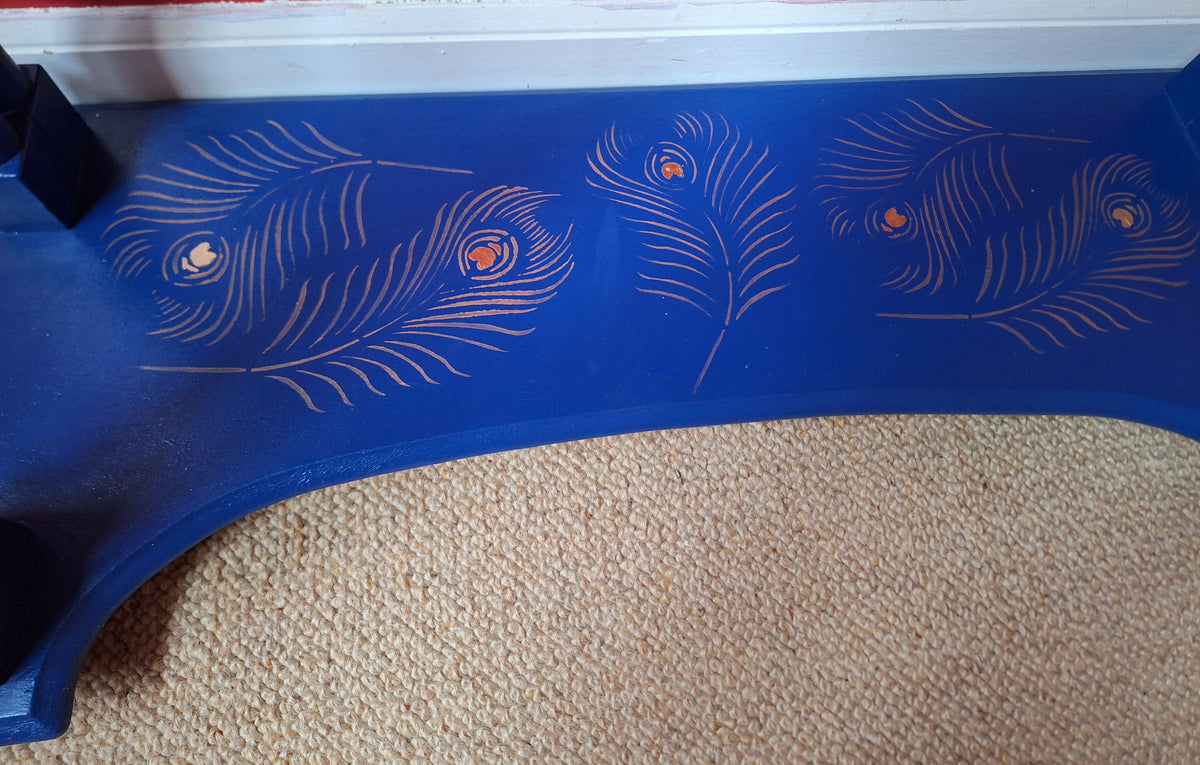 "Peacock Blues” Console Table with Drawers and Shelf