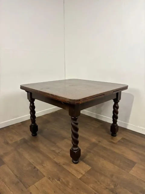 Vintage Oak Barley Twist Draw Leaf Dining Table