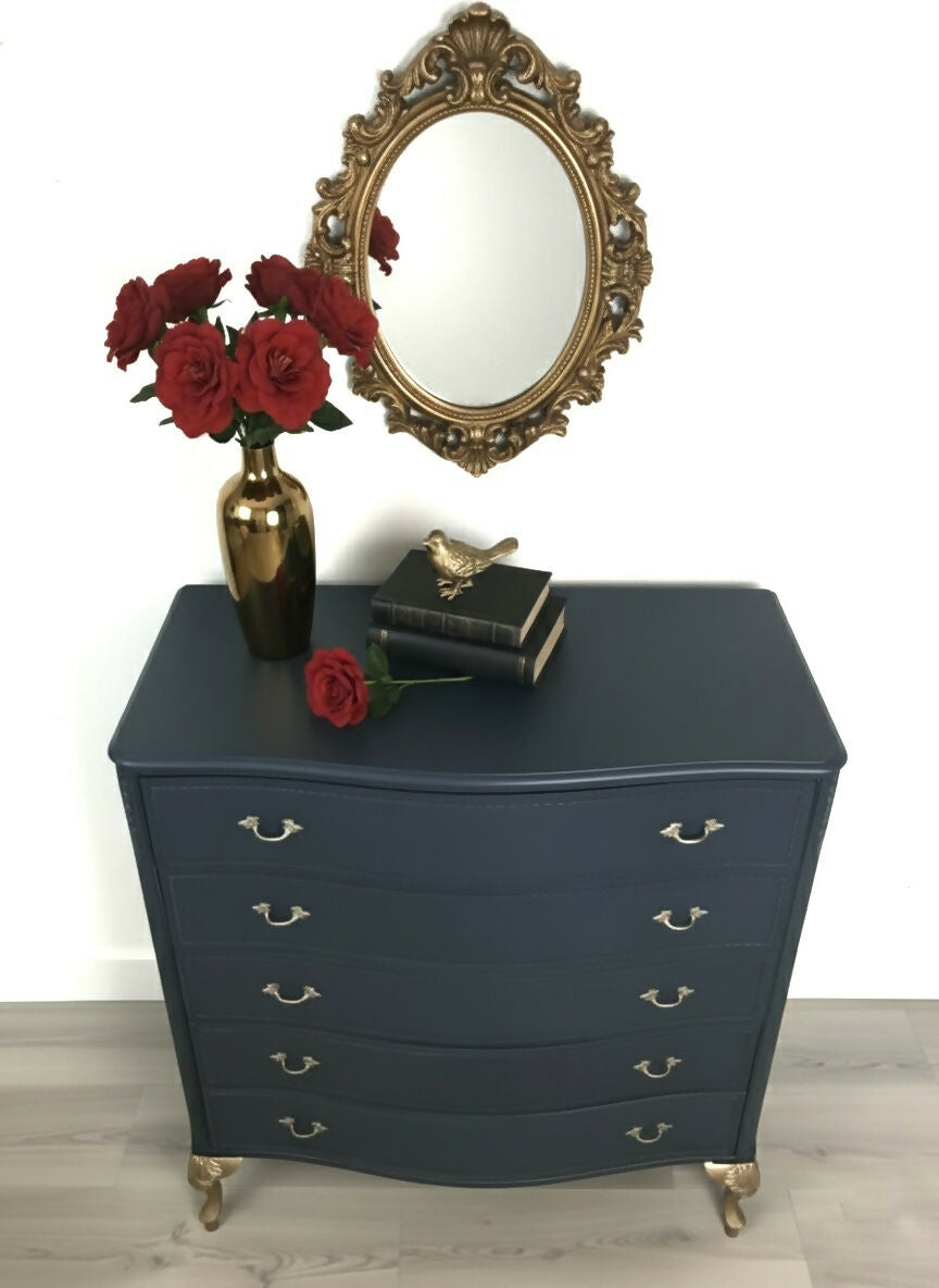 Black Louis chest of drawers in dark grey