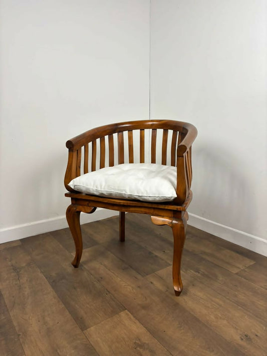 Antique Style Hardwood Bergère Chair with Cane Seat & Cabriole Legs