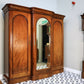 Antique Triple Mahogany Fitted Wardrobe Breakfront Victorian