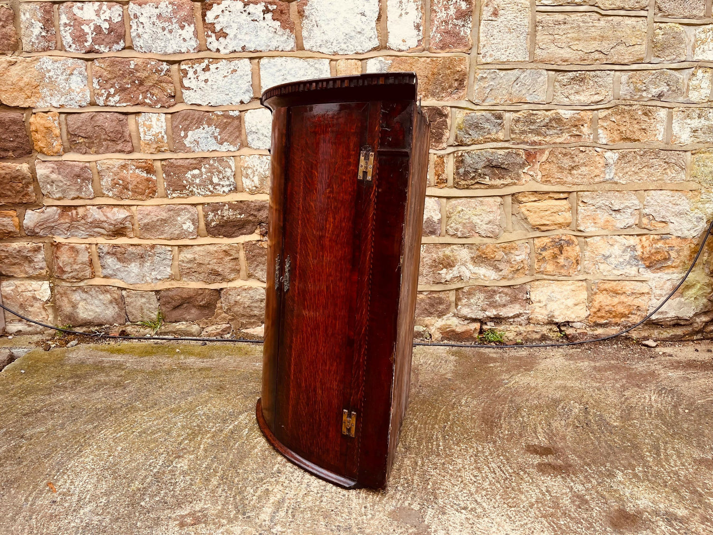 Antique Bow Front Corner Cupboard | Victorian Solid Wood Cabinet | Original Patina | Period Storage