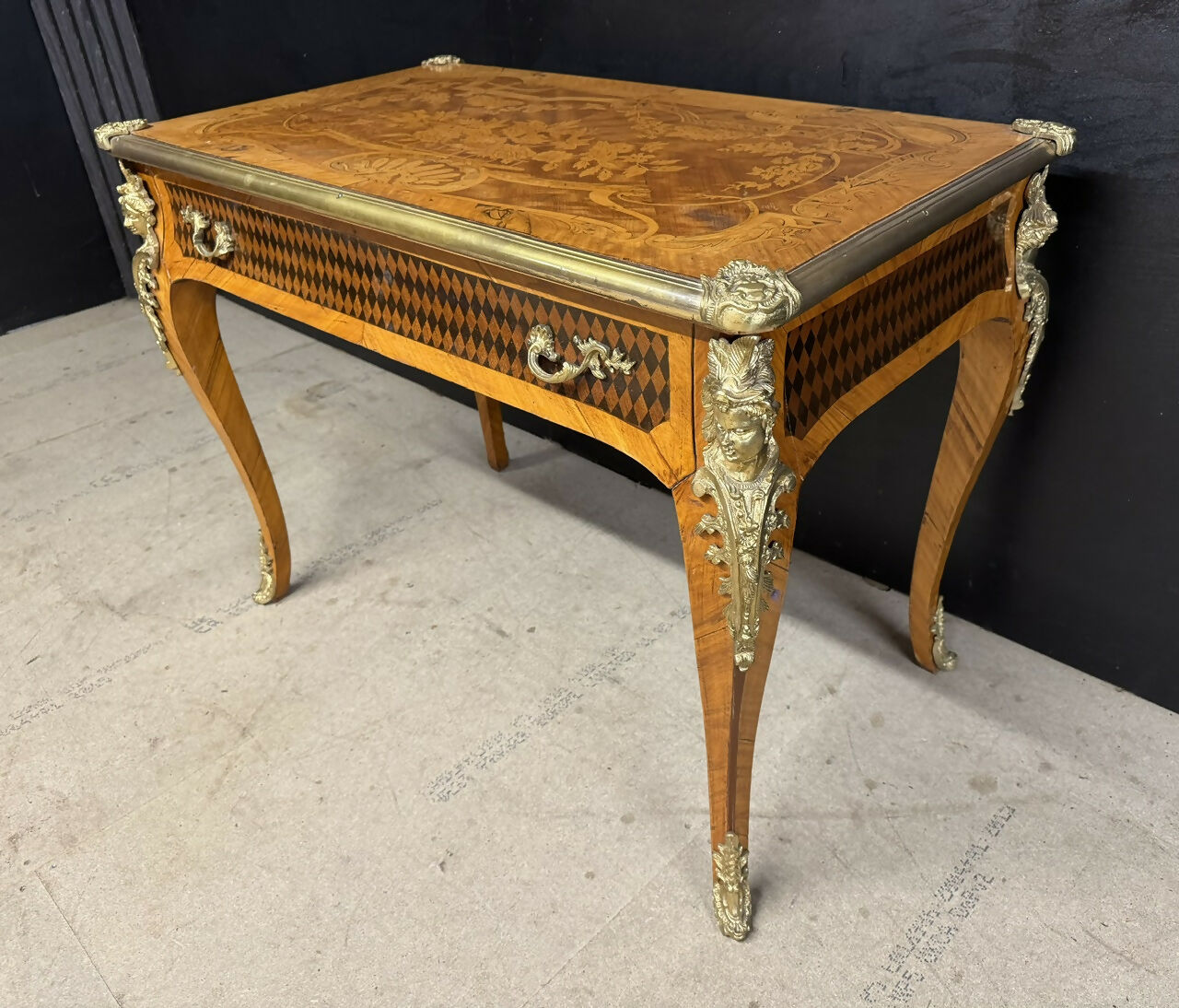 Fine French Marquetry Bureau Plat