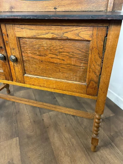 Edwardian Oak Marble Top Washstand