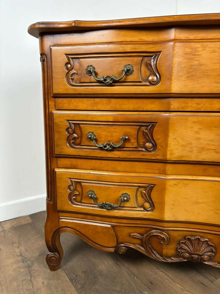 French Style Three Drawer Mahogany Bedroom Chest