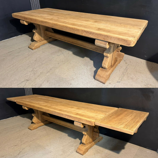 Large Extendable Bleached Oak Farmhouse Dining Table