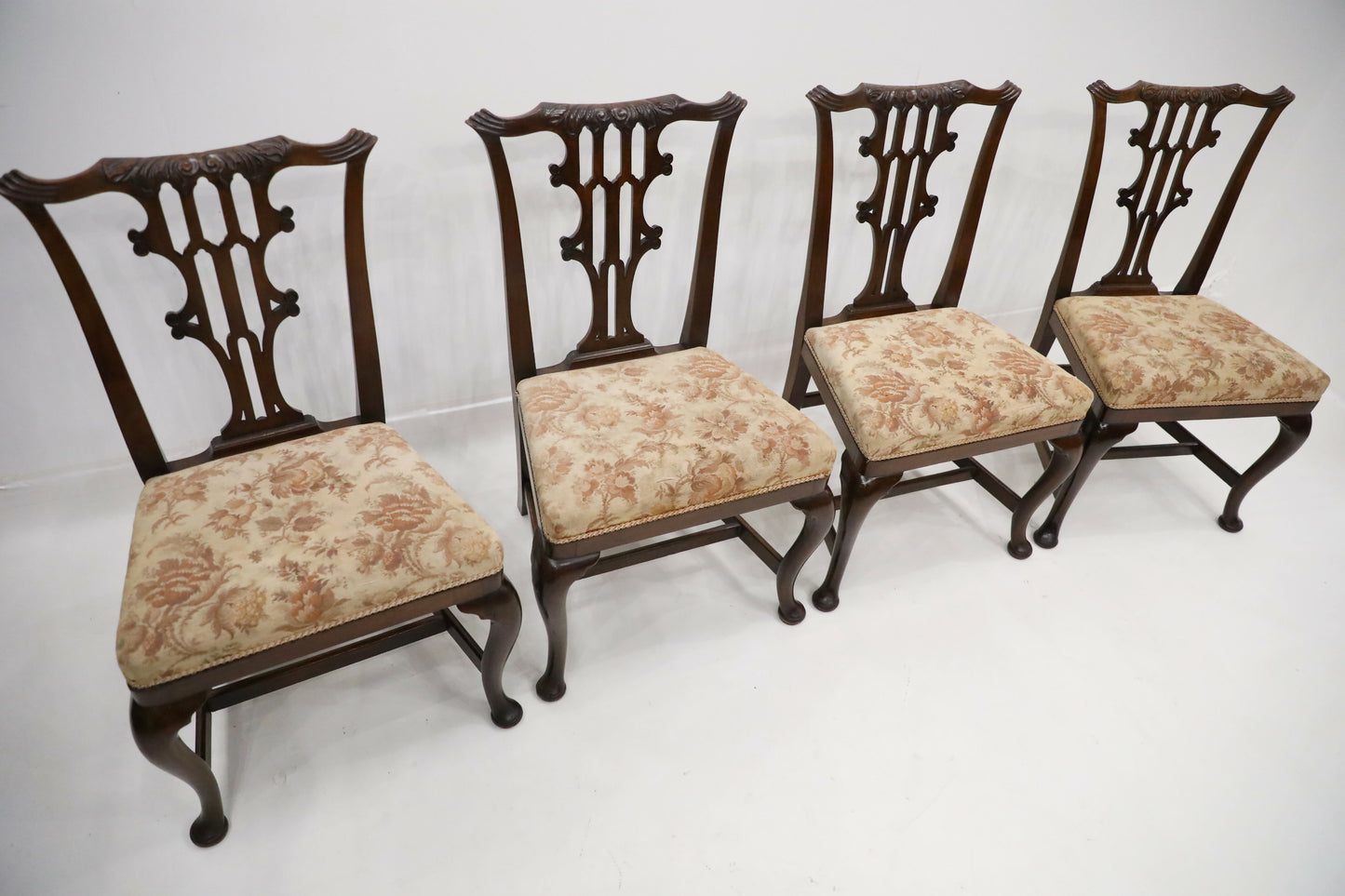 4 Chippendale Style Dining Chairs Cabriole Legs Carved Back FREE UK Delivery. SBR7223/0106B
