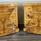 Vintage French Art Deco Burr Bedside Tables Pair | 3 Drawer Nightstands | French Design | Nickel Knobs | Elegant Veneer Finish | Lot 4233