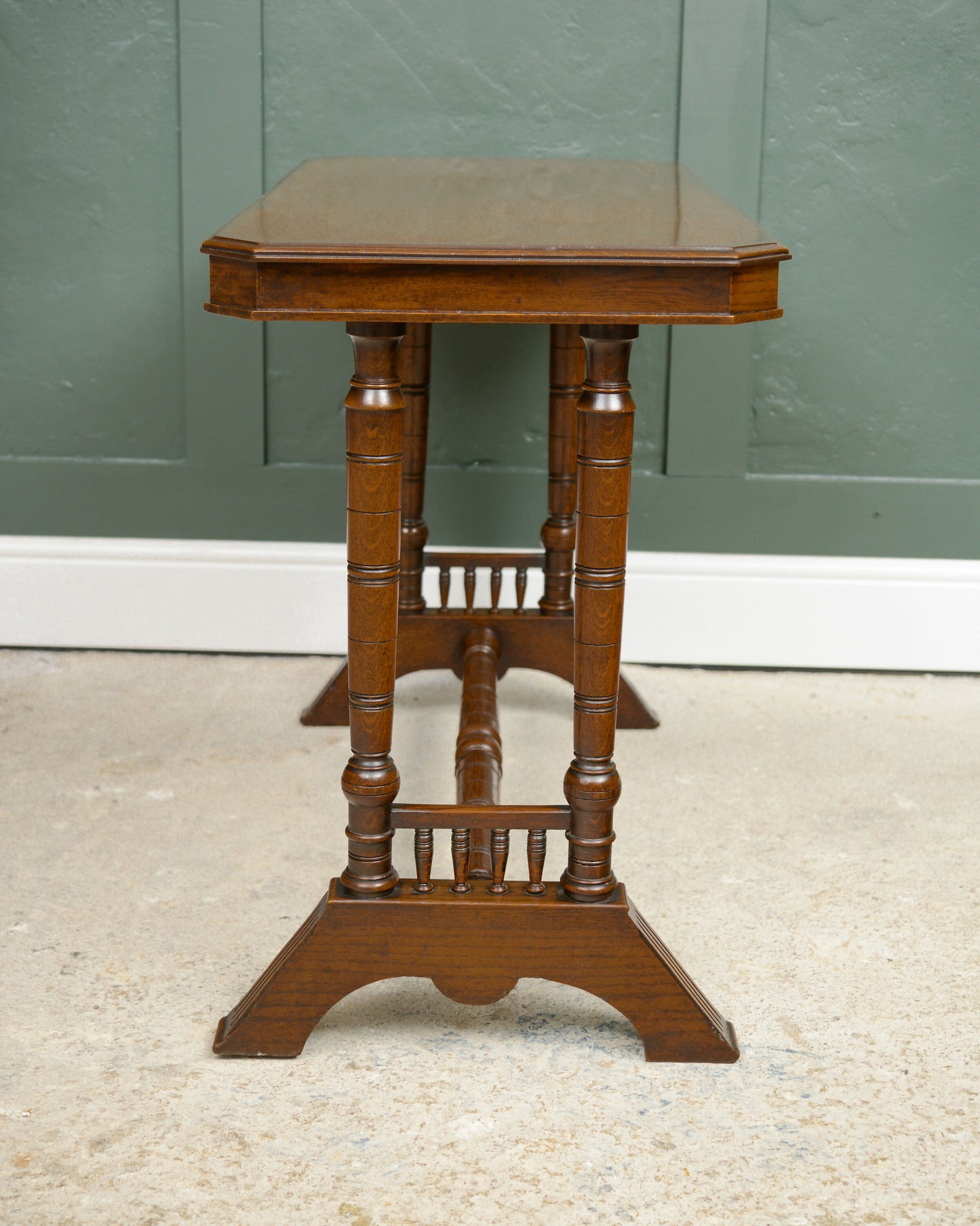 Antique Solid Oak Console Table - Medium Golden Finish