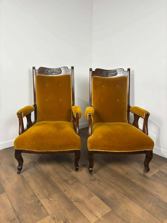 Pair of Late 19th Century Mahogany Framed Chairs