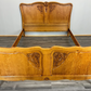 Bed Antique French Louis XVI Oak Double Bed Frame Carved Headboard LOT 3662