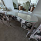 1940s Wrighton Dressing Table & Matching Bedside Cabinets | Vintage Painted Bedroom Set with Triple Mirrors and Glass Top