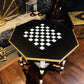 Vintage Chess & Games Table Monochrome Black, White & Gold Statement Side Table