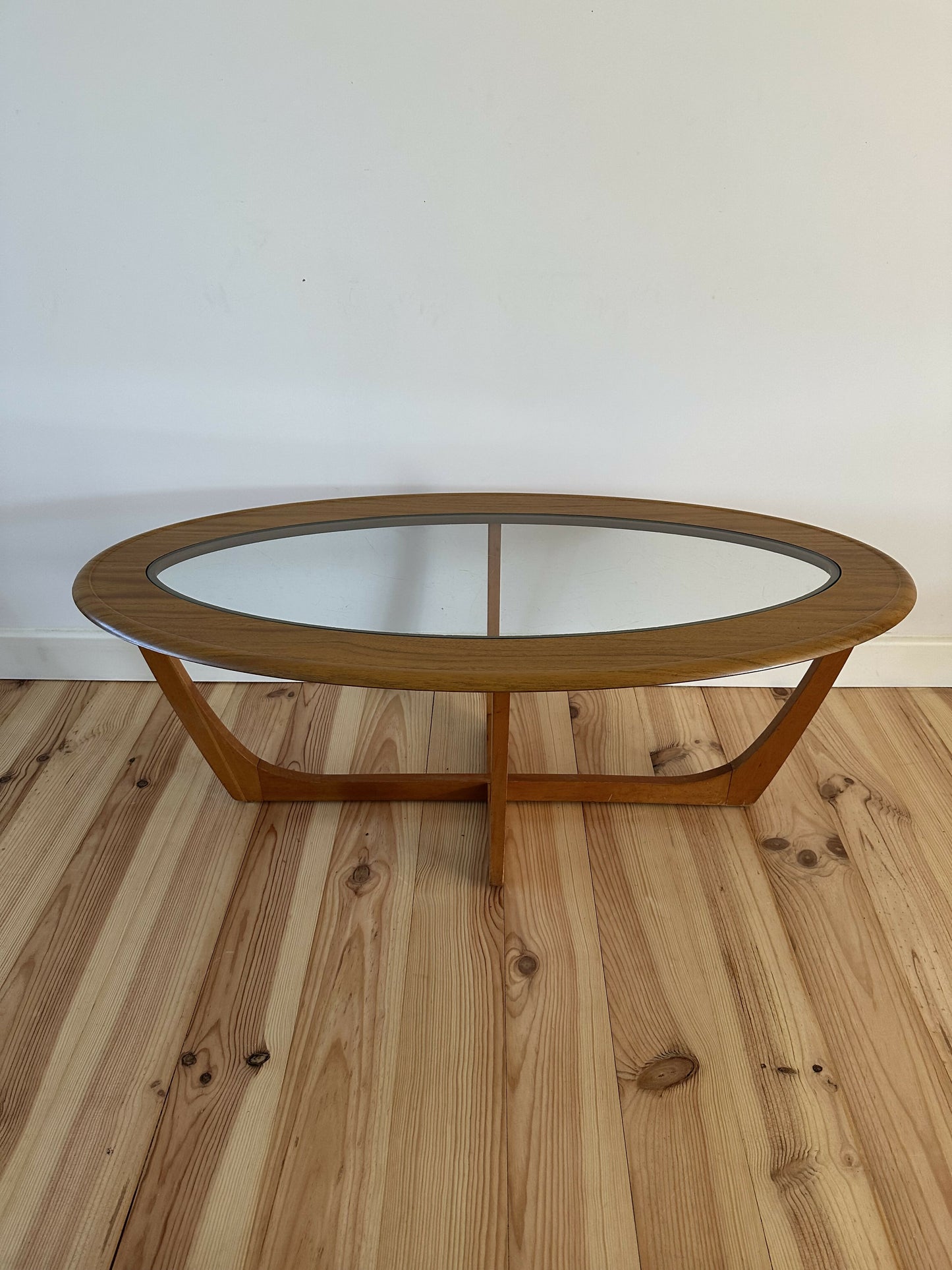 Mid Century Teak Coffee Table with Glass Top