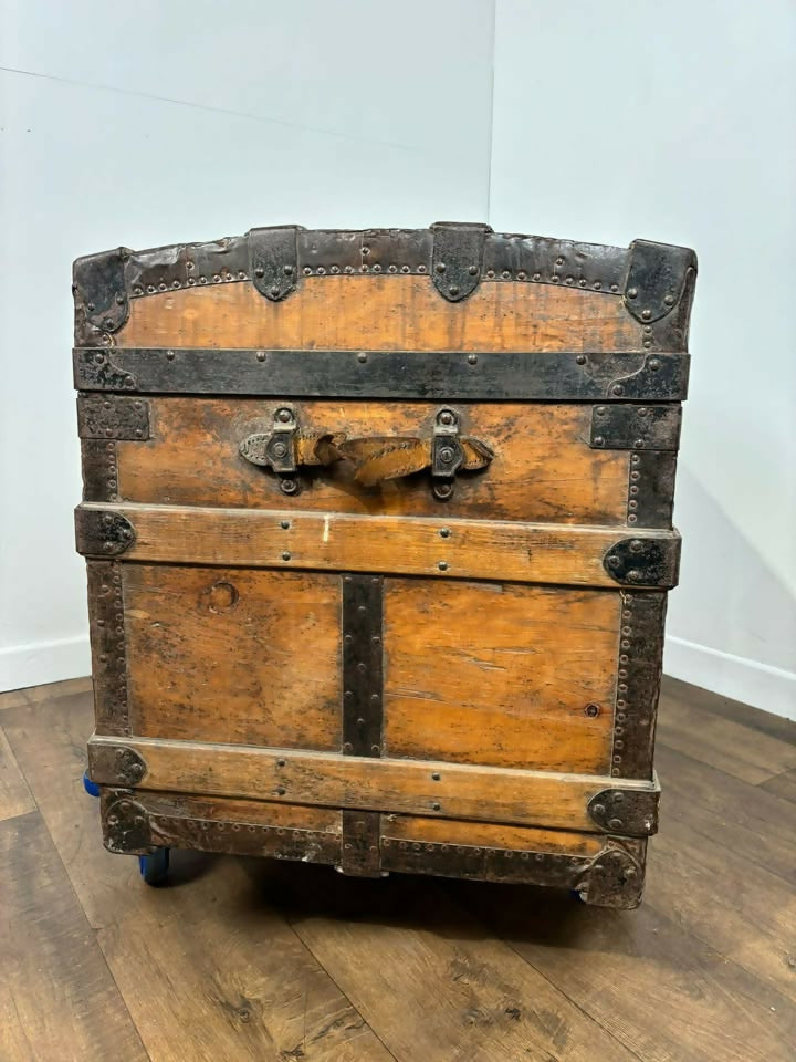 Victorian Domed Steamer Trunk / Antique Travel Chest