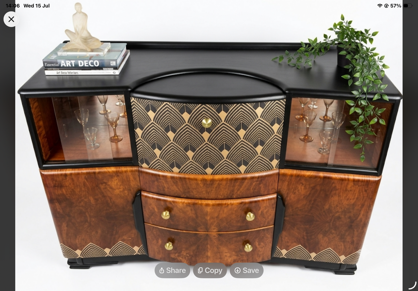 Restored Art Deco Walnut Cocktail Cabinet