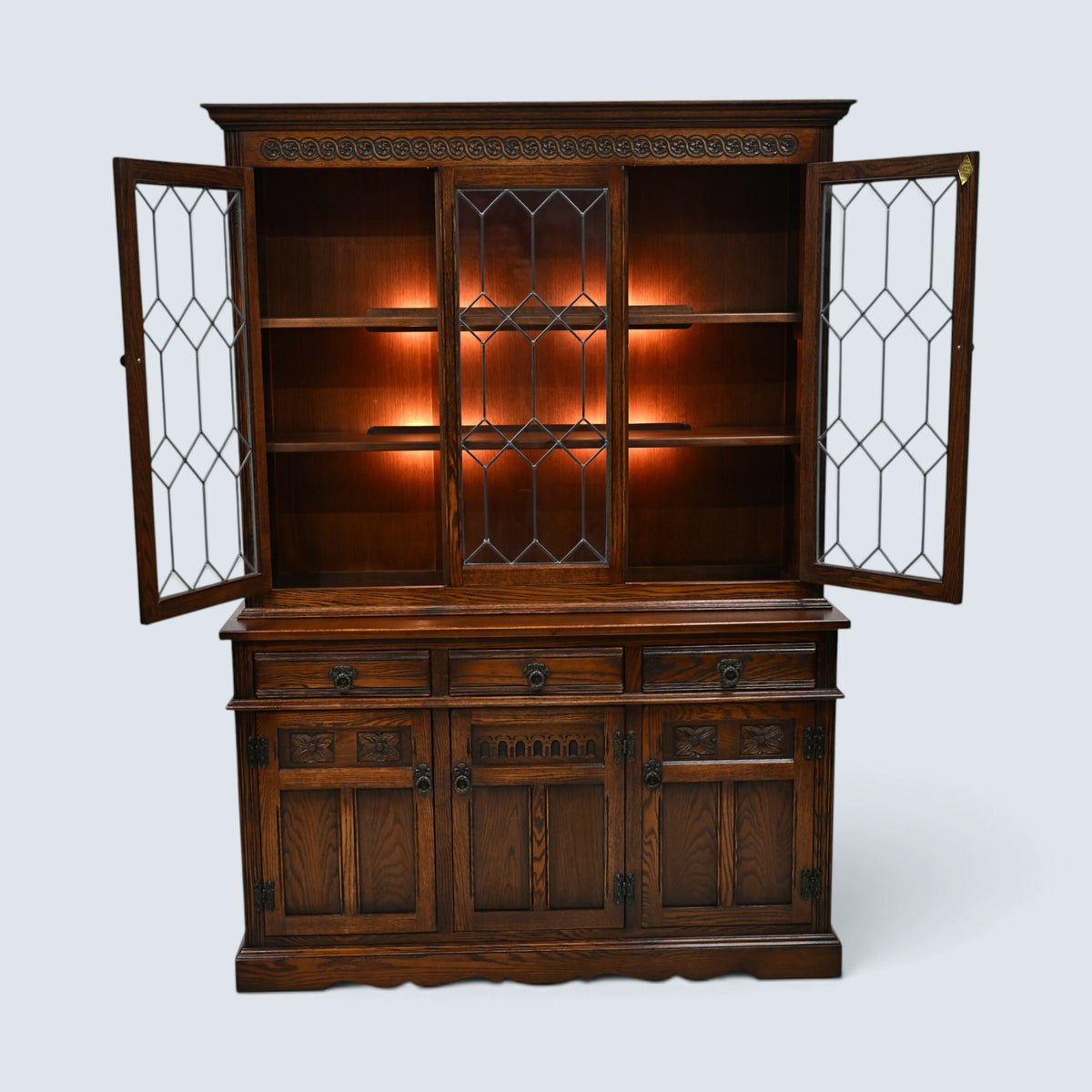 Old Charm Lancaster Sideboard Display Cabinet Tudor Brown FREE UK Delivery*