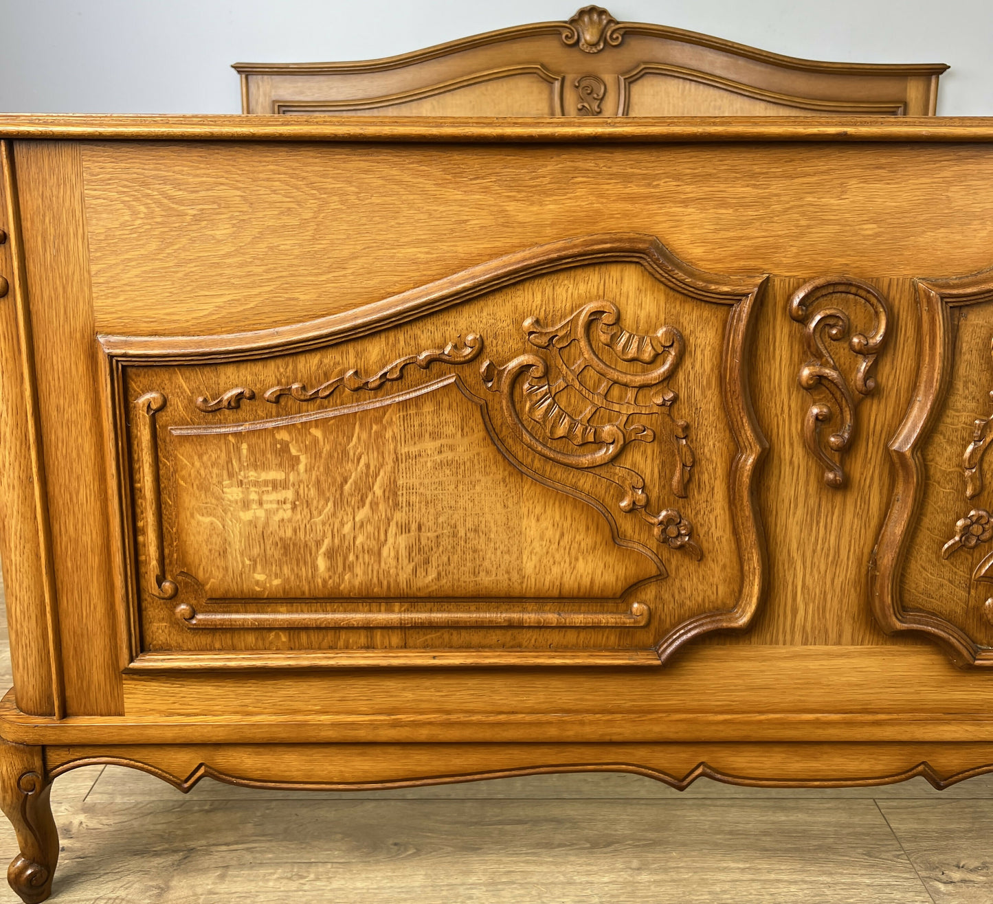 Bed Vintage French Louis XVI Style Double Frame Carved Headboard LOT 6391