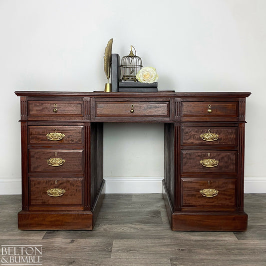 Mahogany Nine Drawer Twin Pedestal Desk