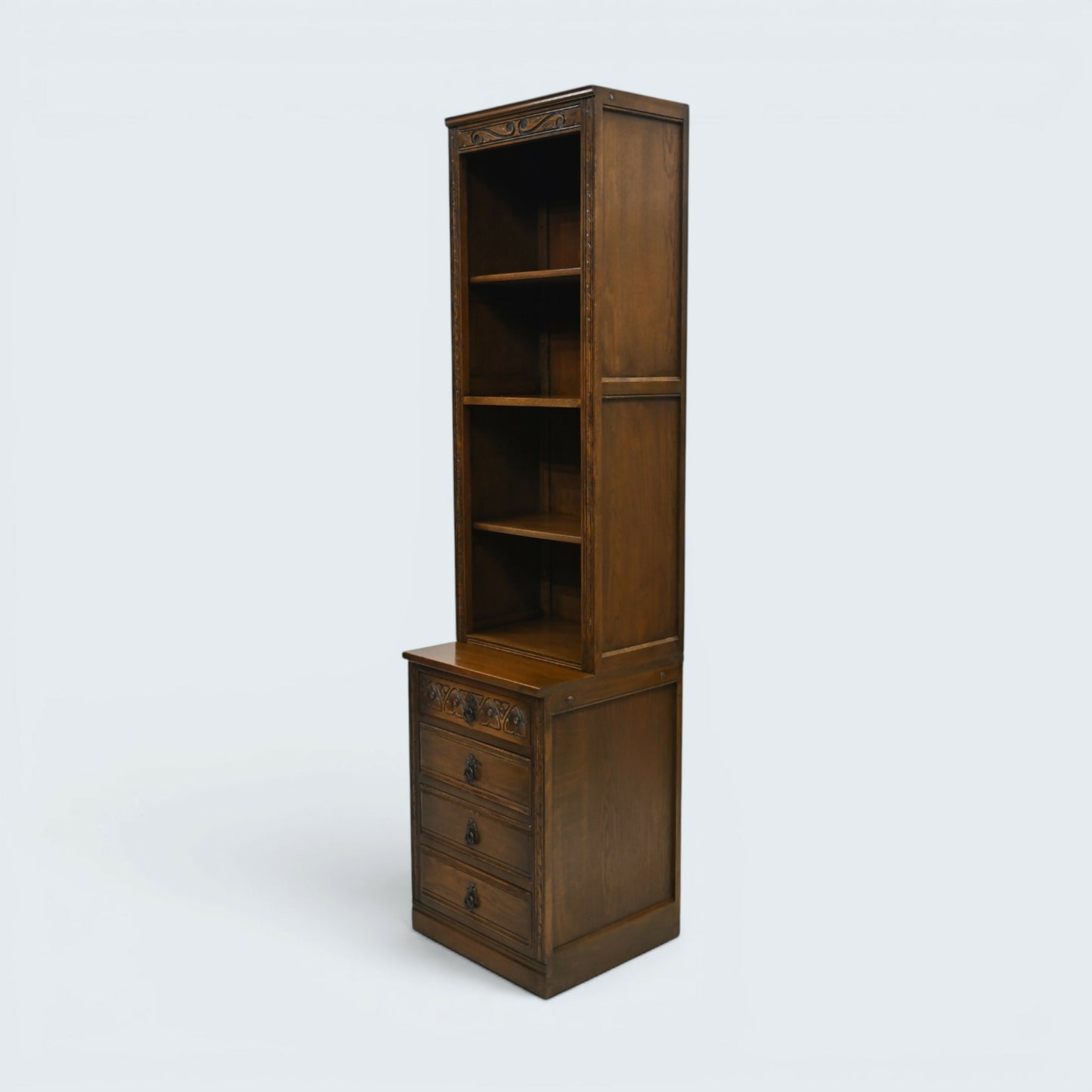 Old Charm Narrow Bookcase 4 Drawers 3 Shelves Light Oak FREE UK* Delivery