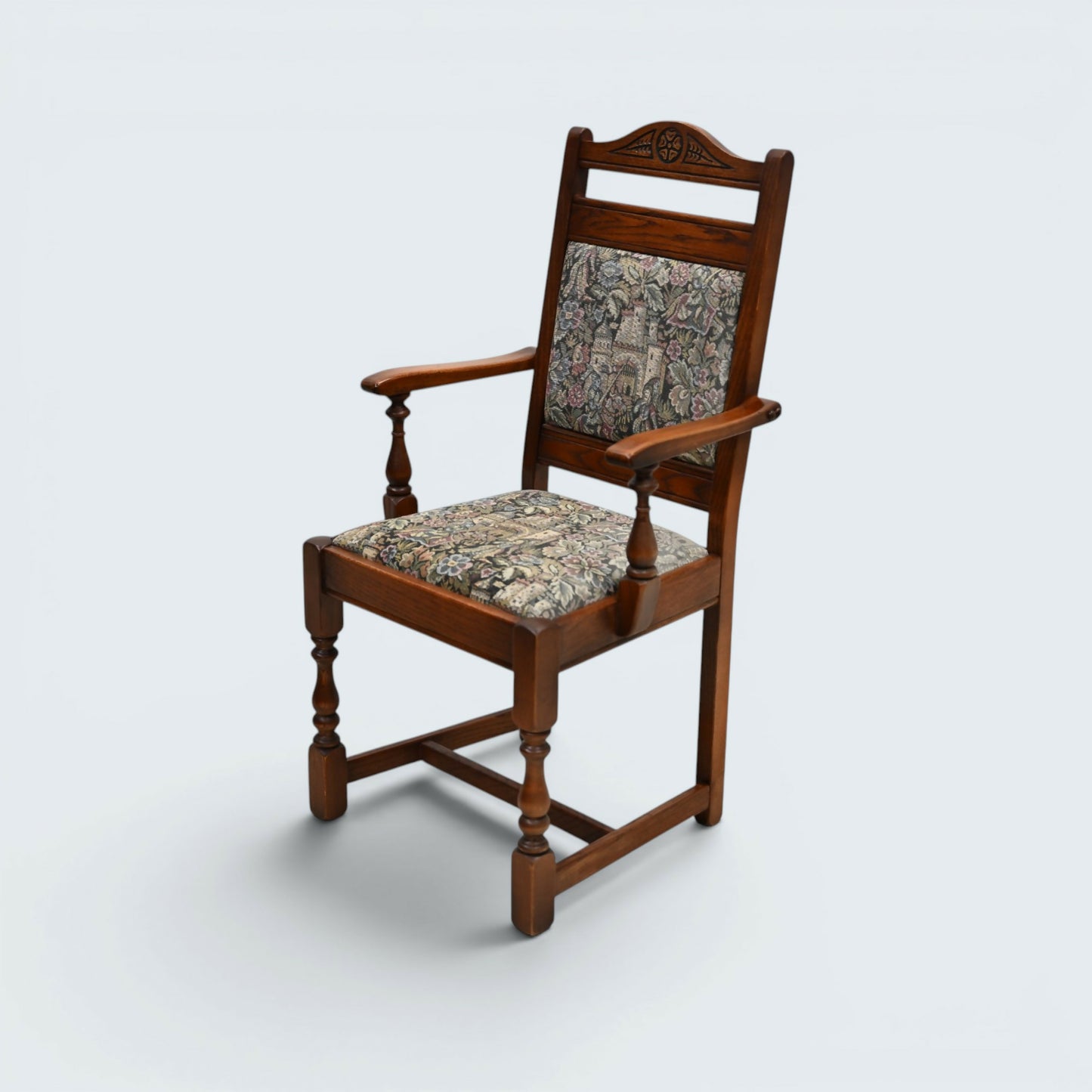 8 Old Charm Dining Chairs Inc 2 Carvers Vintage Oak Tudor Brown FREE UK Delivery