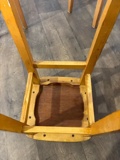 Mid-Century Set of Four Oak Stools