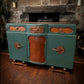Vintage Art Deco Sideboard - Green & Original Wood