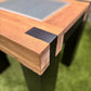Oak Side Table with Glass Top, Black and Wood End Table, Revived Industrial Furniture, Handmade Bedside or Lamp Table, UK