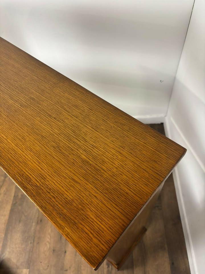 Priory Oak Bookcase with Linen Fold Doors