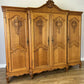 Wardrobe Vintage French Louis XVI Style Oak Four Door Carved Armoire LOT 6516
