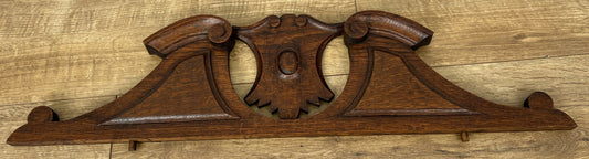 Pediment Antique French Style Oak Hand Carved Decorative Crest LOT 6172