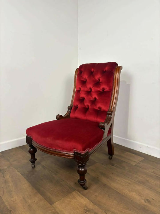 Antique Nursing Chair Having Button Back Upholstery