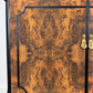Refurbished Art Deco Burl Walnut Queen Anne Cocktail Cabinet in black and gold with cabriole legs, vintage drinks cabinet,