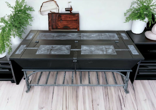 Industrial Style Black & Grey Large Coffee Table with Lift Up Storage