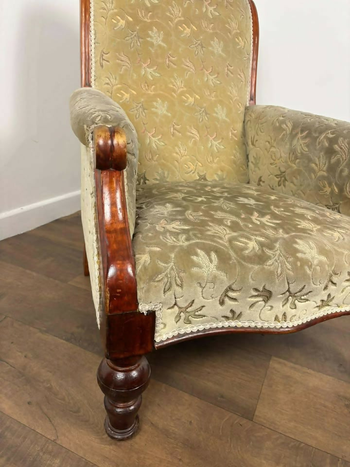 Victorian Mahogany Framed Fireside Armchair